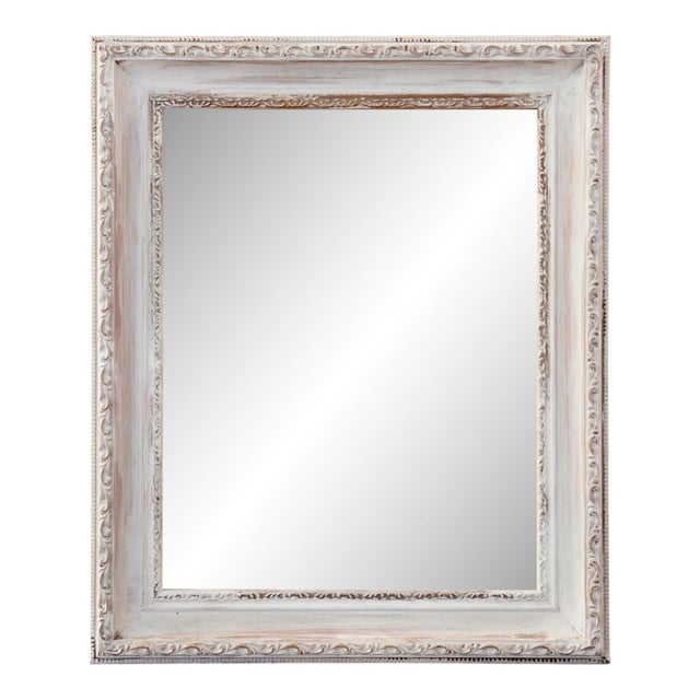 Oyster White on Gold Framed Wall Mirror, Hand-Painted Hardwood/Resin 20th Century For Sale