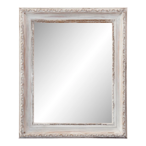 Oyster White on Gold Framed Wall Mirror, Hand-Painted Hardwood/Resin 20th Century
