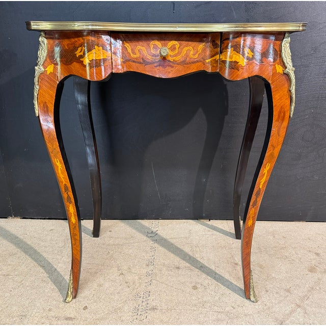 French Marquetry Lamp Table, 1890 For Sale - Image 12 of 16