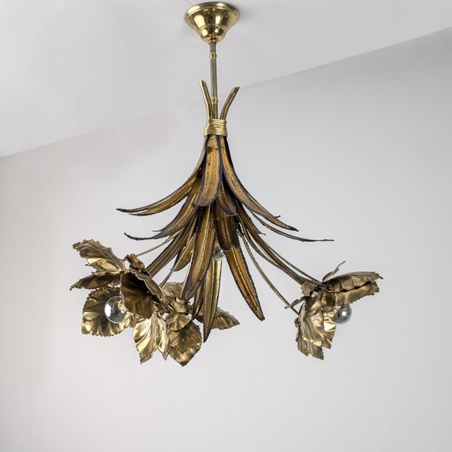 Vintage French Brass Chandelier from Maison Jansen, 1970s For Sale - Image 10 of 11