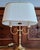 Vintage Table Lamp with Brass Frame and Cream-White Fabric Shade from Schulz & Adam, 1990s For Sale - Image 6 of 8