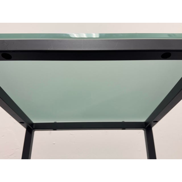 Room & Board Parsons C-Shape Seafoam Glass Table For Sale - Image 12 of 12