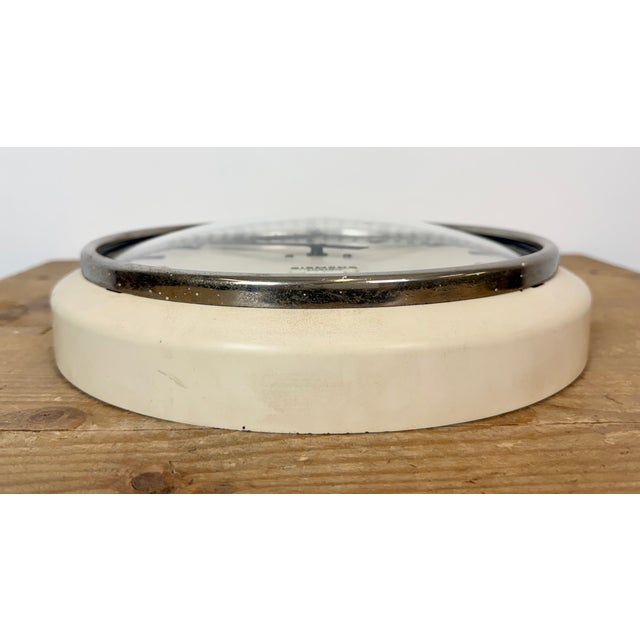 Industrial Factory Beige Wall Clock, Austria, 1960s For Sale - Image 9 of 17