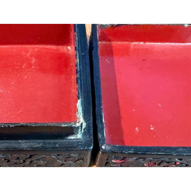 Late Qing/Republic Period Black and Red Chinese Cinnabar Box For Sale - Image 9 of 11
