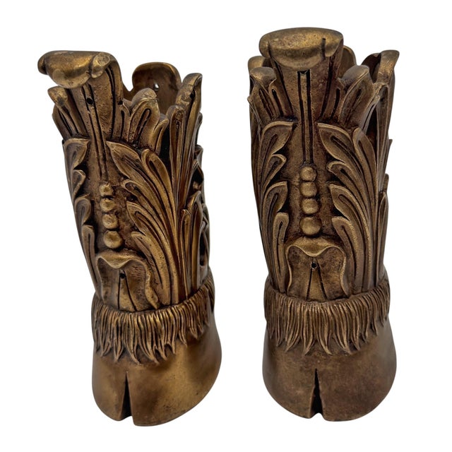 Large Pair of French Gilt Bronze Hoof & Acanthus Sabots, France, Circa 1900 For Sale - Image 4 of 12