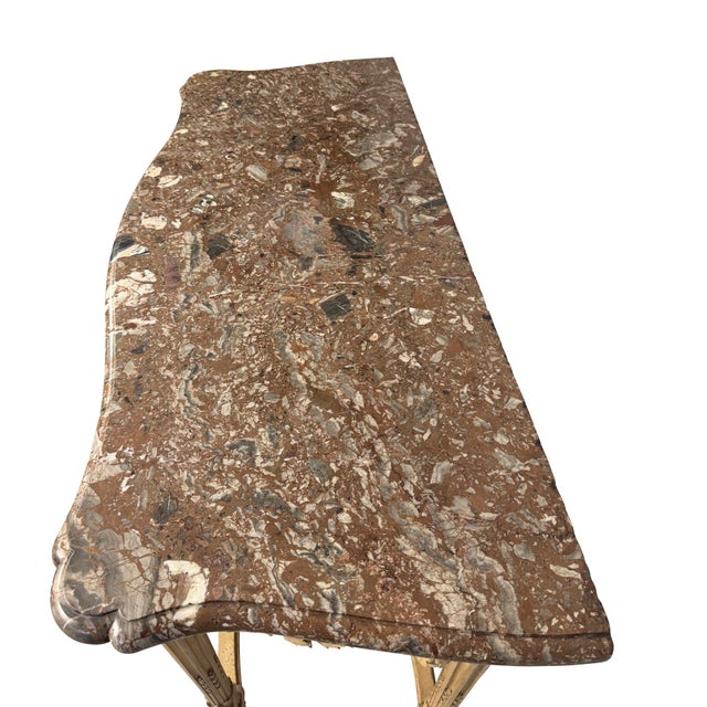 Antique Louis XVI Console Table, Carved Pine & Marble Top, 1870 For Sale - Image 10 of 10
