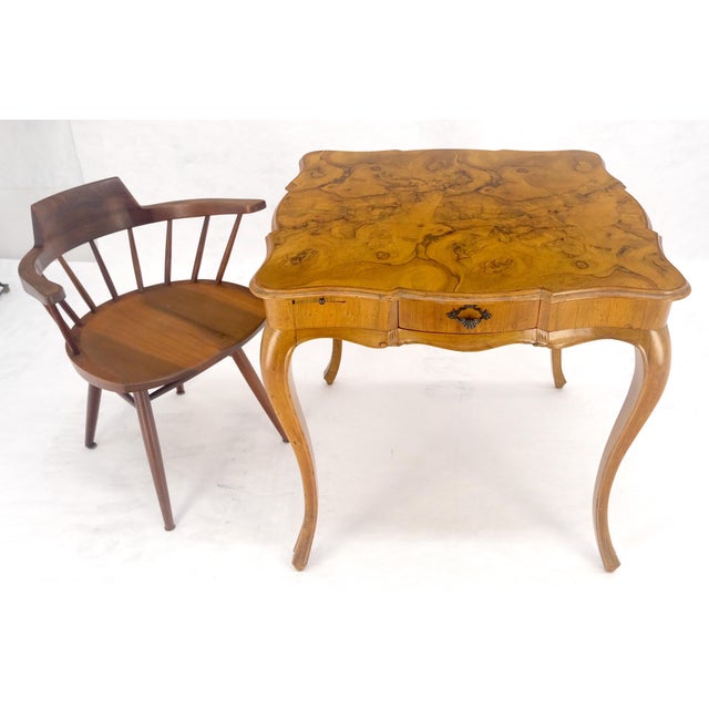 Italian Olive Burl Wood Game Table Pull Out Trays One Drawer MINT! For Sale - Image 16 of 16