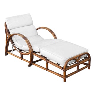 Restored Two-Strand "Half Moon" Rattan Cup Seat Chaise Lounge For Sale