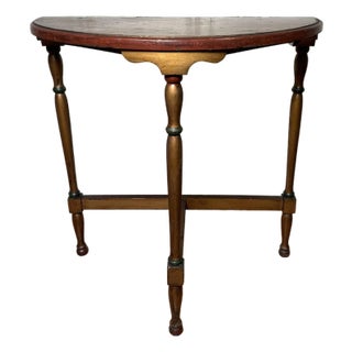 Traditional Edwardian Demi-Lune Solid Wood Accent Side Table For Sale