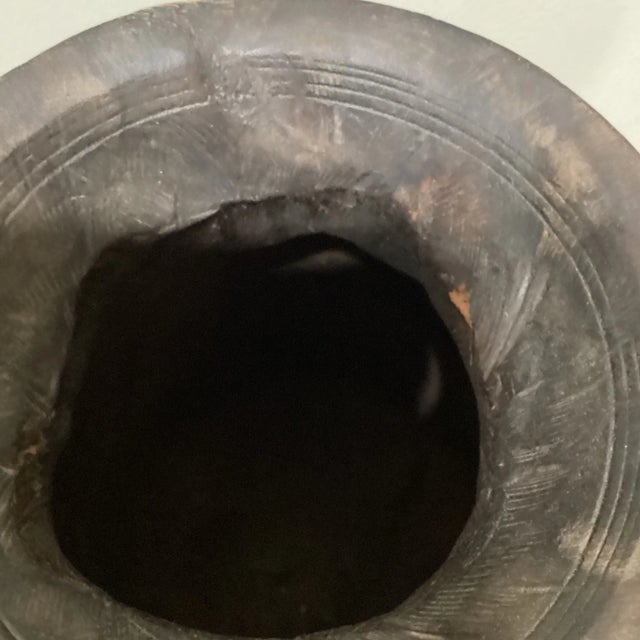 Vintage Early 20th Century Village Brown Wood Table Vase For Sale - Image 9 of 13