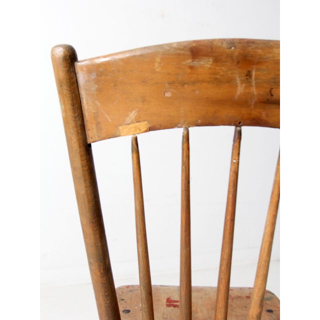 Wood Antique Primitive Farmhouse Chair For Sale - Image 7 of 11