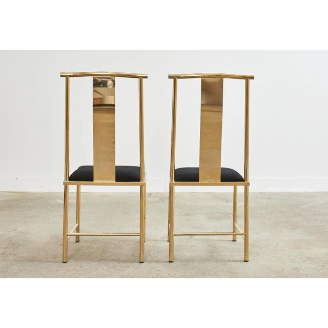 Set of Six Gilded Steel Chinese Officials Hat Dining Chairs For Sale - Image 12 of 13