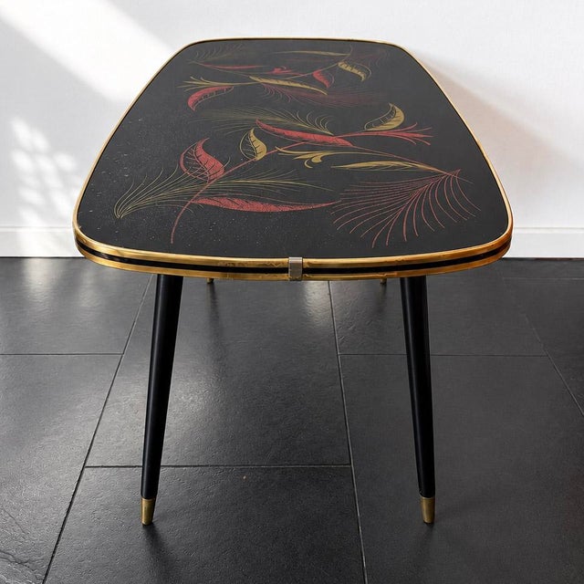 Black Vintage Rectangular Formica Coffee Table with Botanical Motif, 1950s For Sale - Image 8 of 18