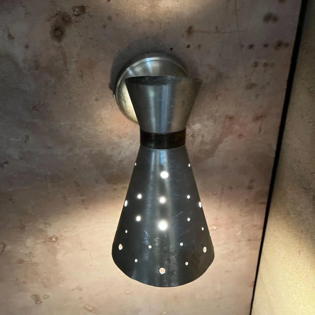 Mid-Century Modern 1950s Vintage Diablo Wall Sconce Perforated Aluminum For Sale - Image 3 of 7
