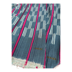 Vintage African Indigo Baule Mudcloth Pink Stripes 54”l X 42”w Textile | No. 161