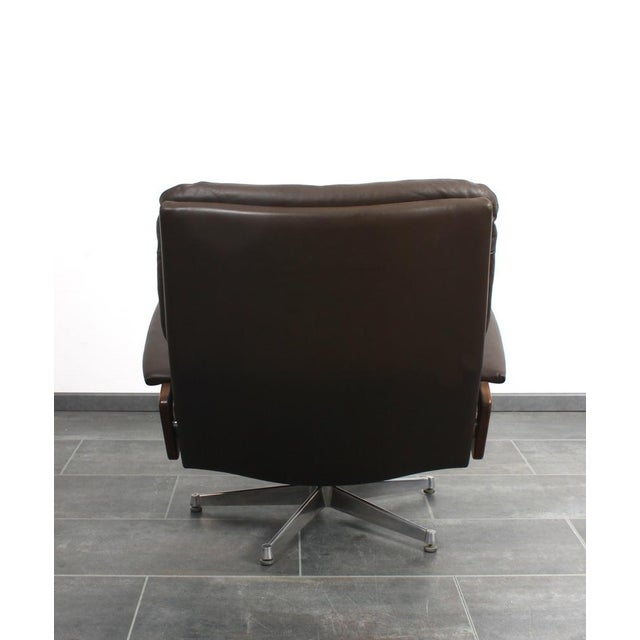King Chair in Brown Leather by André Vandenbeuck for Strässle, 1960s For Sale - Image 10 of 18