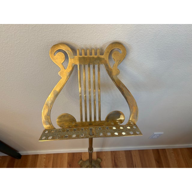 Vintage Brass Lyre Music Stand For Sale - Image 4 of 5