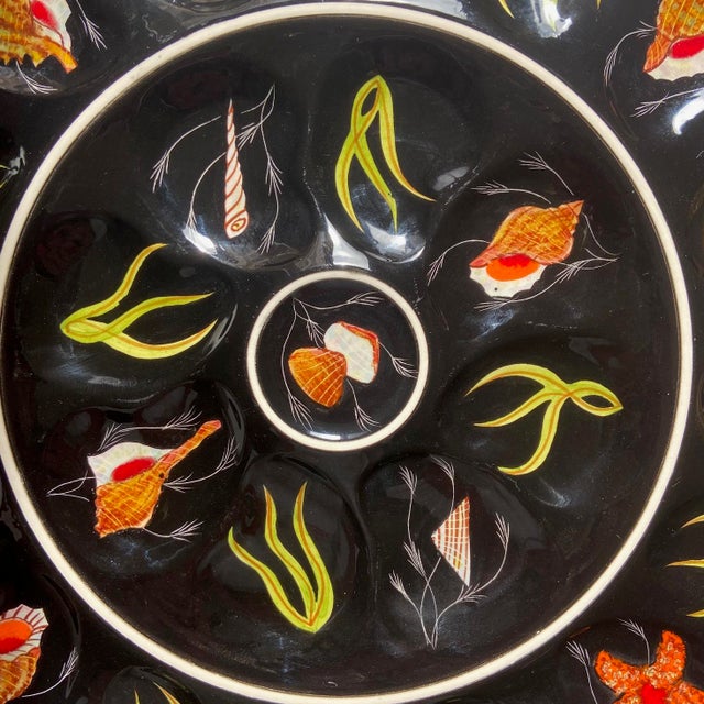 Ceramic French Majolica Oyster Platter by Henriot Quimper, 1970s For Sale - Image 7 of 9