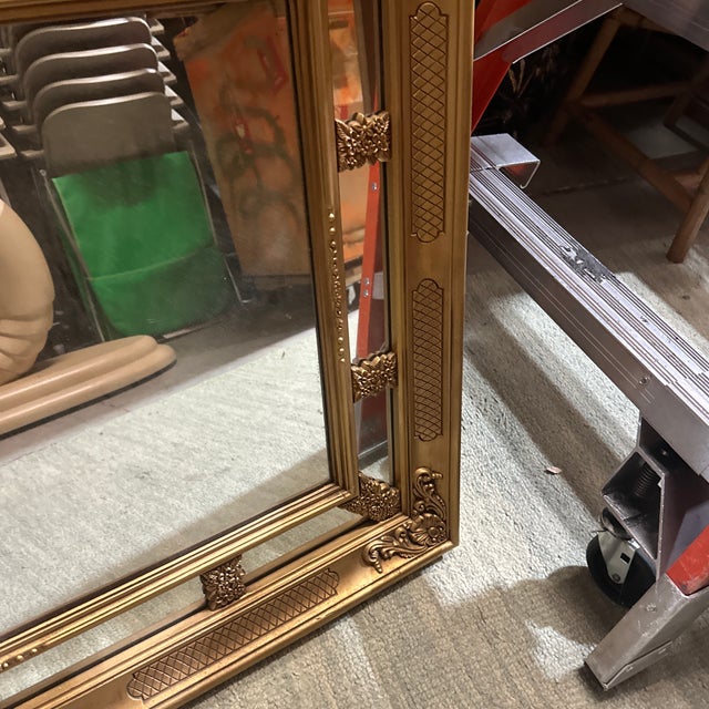 Vintage Gold Detailed Rectangular Wall Mirror For Sale - Image 4 of 6