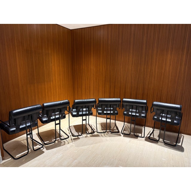 Set of 6 I4 Mariani Tucroma Chairs in Black Leather by Guido Faleschini For Sale - Image 13 of 15