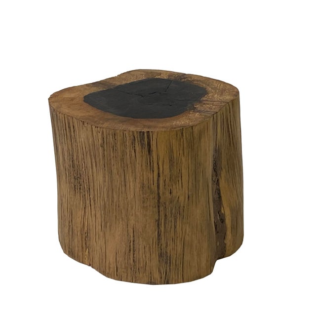 This is a handmade Chinese accent decorative display stand made of natural two brown wood with an irregular stem-like...