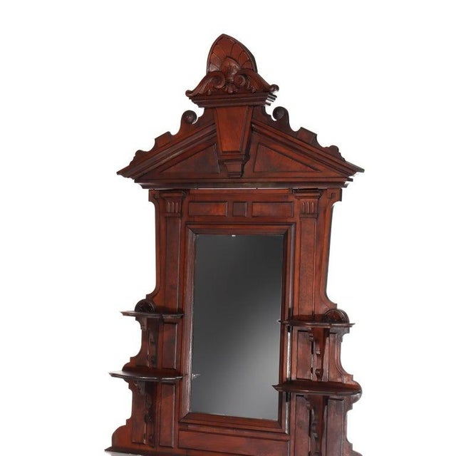 Antique Renaissance Revival Carved Walnut & Burl Marble Top Sideboard Circa 1890 For Sale - Image 4 of 18