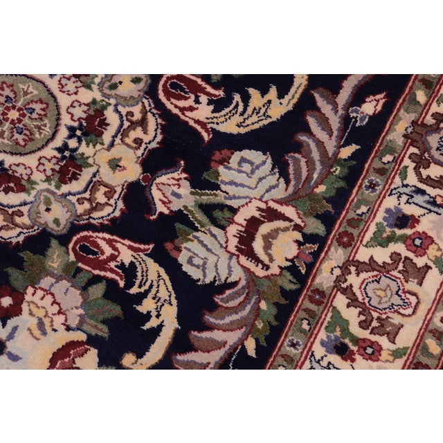 1990s Shabby Chic 1990's Pak-Persian Blue/Beige Wool Rug - 3'2'' X 5'3'' For Sale - Image 5 of 9
