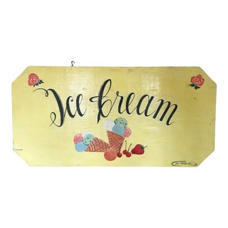 Large Hand-Painted "Ice Cream" Sign For Sale