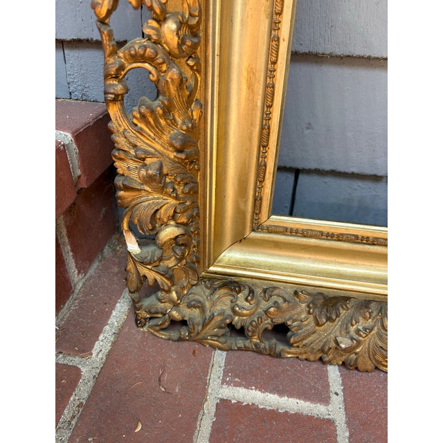 Wood Antique French Rococo Revival Giltwood Frame – 35” X 50” For Sale - Image 7 of 11