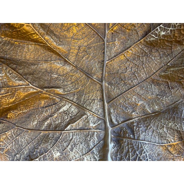 Traditional Large Sea Grape Leaf Bowl, Vintage Brass, Design Copyrighted in 1949. For Sale - Image 3 of 6