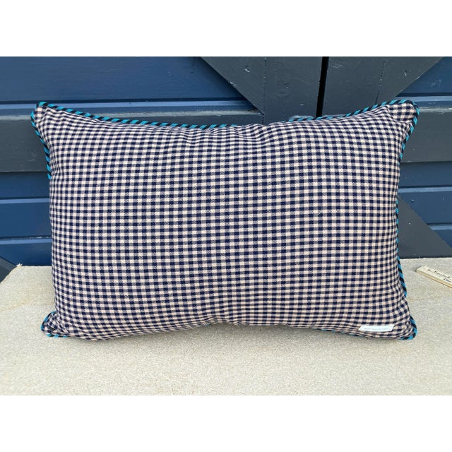 A large lumbar pillow made from a 19th century floral printed fabric. A down insert is included