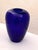 Contemporary Vintage Minimalist Modern Two Layer Cobalt and Clear Glass Vase For Sale - Image 3 of 10