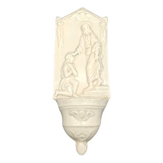 Jugendstil Holy Water Basin of Sarreguemines, 1890s For Sale