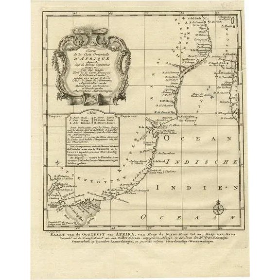 Mid 18th Century Antique Map of the East Coast of Africa, 1747 For Sale - Image 5 of 5