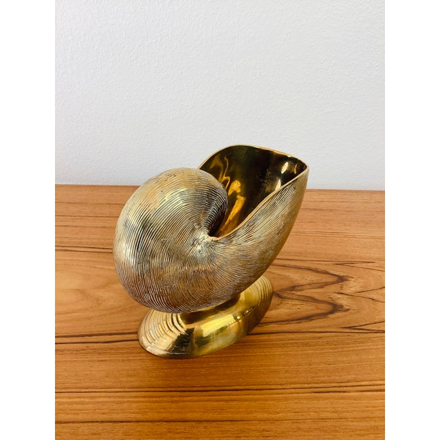 Metal Vintage 1980s Mottahedeh Brass Nautilus Shell Vessel For Sale - Image 7 of 8