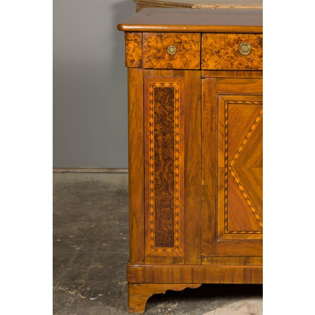 French 19th Century Walnut Buffet with Burled Drawers and Inlaid Doors For Sale - Image 10 of 12