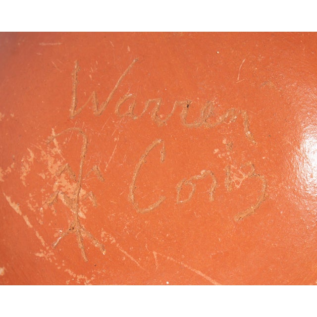 Tan Signed Santo Domingo Pueblo Bowl With Bird by Warren Coriz For Sale - Image 8 of 9