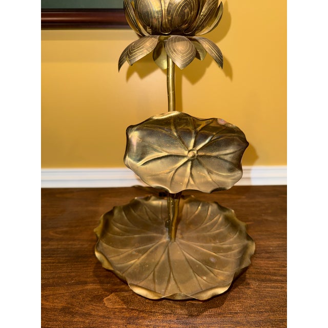 Metal 1960's French Feldman Brass Lily Pad Lamp With Snail For Sale - Image 7 of 10