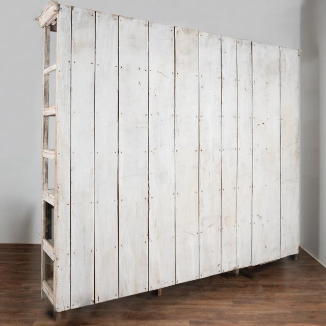 Large White Display Cabinet Bookcase With Lower Glass Doors, Romania Circa 1960 For Sale - Image 11 of 11