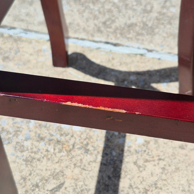 Late 20th Century Carved Red Mahogany Stone Top Corner Tables Pedestals Plant Stands, a Pair For Sale - Image 12 of 15