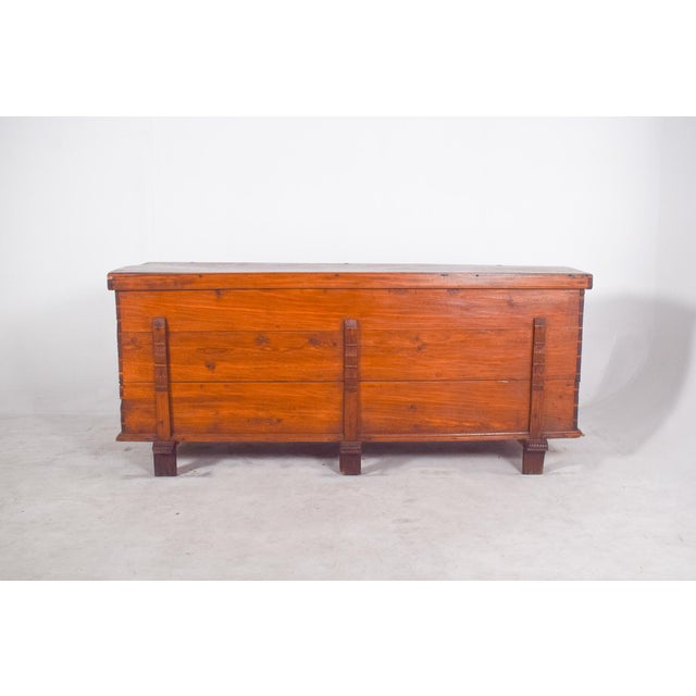 Large Portuguese Pine Chest, 1890s For Sale - Image 9 of 11
