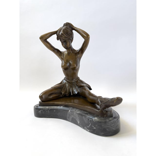 Mid 20th Century Bronze Statue of Seated Ballerina – 13" For Sale - Image 5 of 12