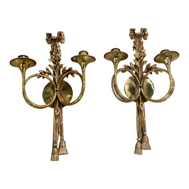 1920 French Gilt Bronze Sconces - a Pair For Sale
