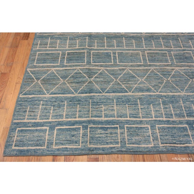 2020s Modern Geometric Light Sky blue Background Tribal Contemporary Area Rug For Sale - Image 5 of 7