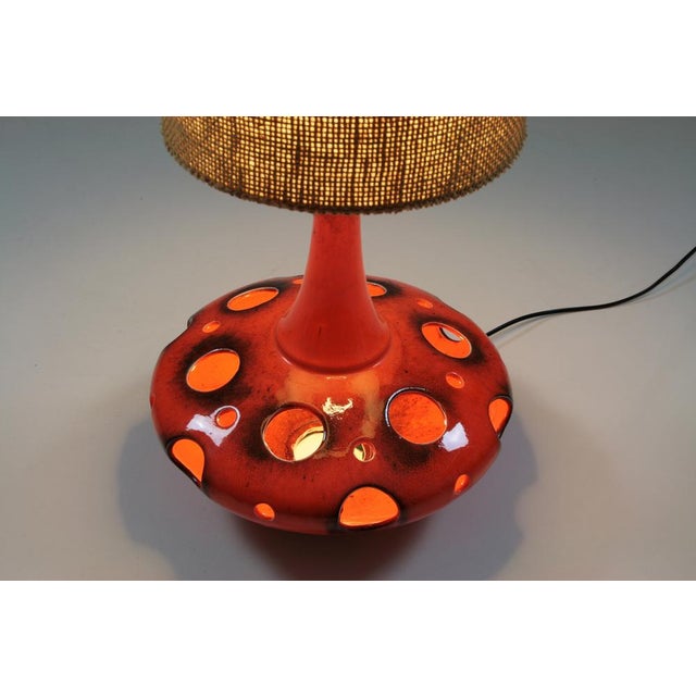 Ceramic Orange Ceramic Table Lamp, 1970s For Sale - Image 7 of 14