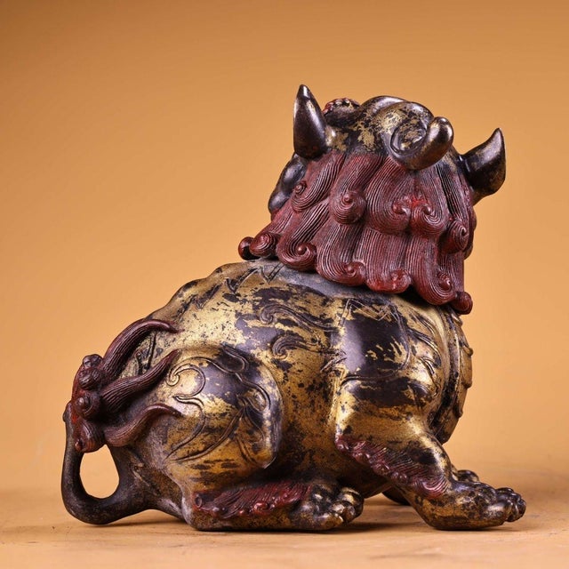 Gilt Bronze Pixiu Incense Burner – High Relief Mythical Beast Censer For Sale In Los Angeles - Image 6 of 7