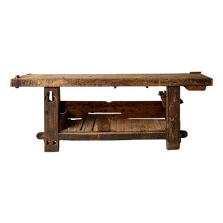 19th Century French Oak and Pine Carpenter's Workbench For Sale