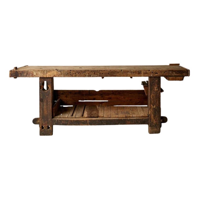 19th Century French Oak and Pine Carpenter's Workbench For Sale