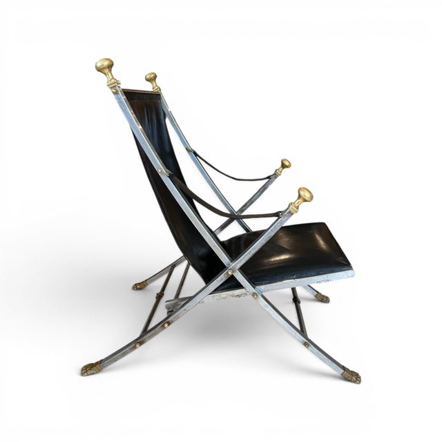 Mid 20th Century Mid-Century French Pair of Maison Jansen Style Folding Chairs For Sale - Image 5 of 7
