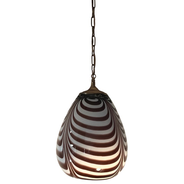 Vintage Murano Mauve Zebra Striped Art Glass Pendant Light For Sale - Image 14 of 18